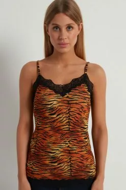 Tezenis V Neck Tank Top With Lace Insert