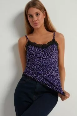 Tezenis V Neck Tank Top With Lace Insert -Outlet Tops Store 1MT779AT305V M