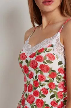 Tezenis V Neck Tank Top With Lace Insert -Outlet Tops Store 1MT779AT598V DT1W