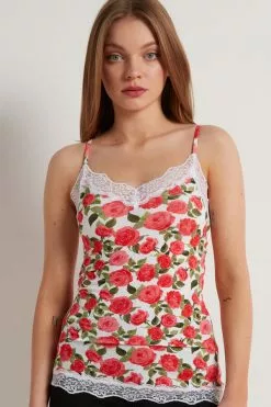 Tezenis V Neck Tank Top With Lace Insert