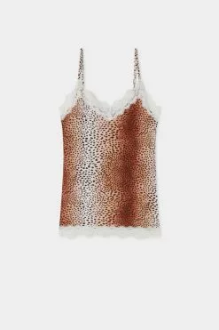 Tezenis V Neck Tank Top With Lace Insert -Outlet Tops Store 1MT779AT614V F