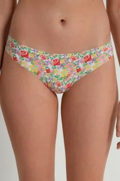 Tezenis Raw Edge Brazilian Brief In Printed Microfiber
