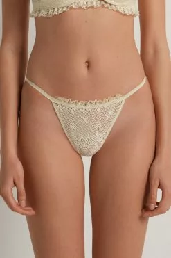 Tezenis Country Pointelle High-Cut String Brazilian Panties