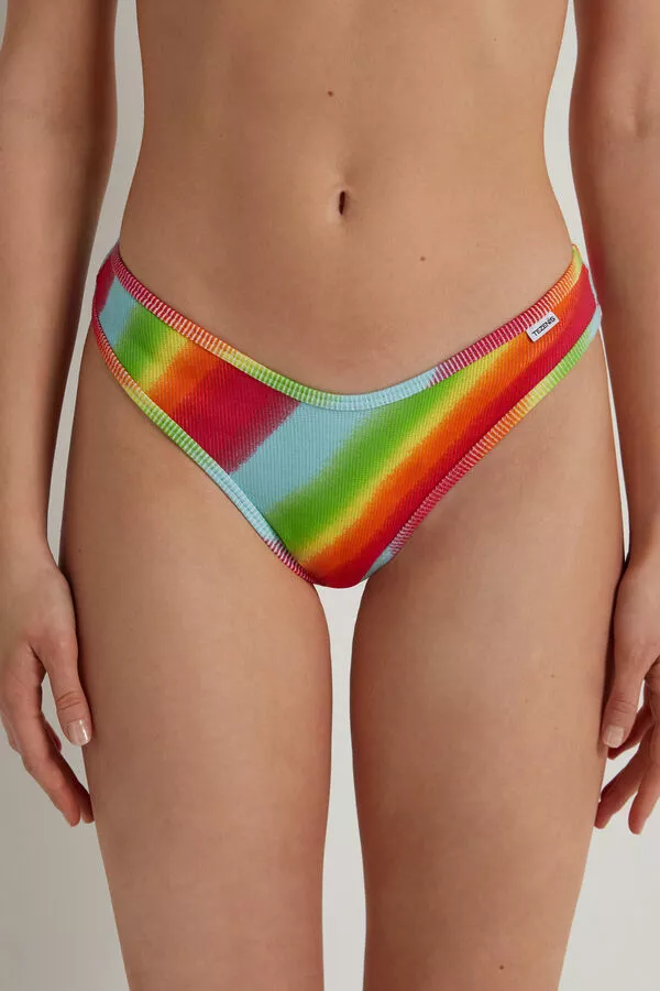 Tezenis High-Cut Ribbed Brazilian Panties With Logo 1 Tezenis High-Cut Ribbed Brazilian Panties With Logo