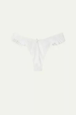 Tezenis High-Cut Ribbed Cotton Brazilian Panties With Ruffles 9 Tezenis High-Cut Ribbed Cotton Brazilian Panties With Ruffles -Outlet Tops Store 1SB1570001 F