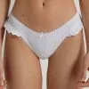Tezenis High-Cut Ribbed Cotton Brazilian Panties With Ruffles