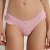 Tezenis High-Cut Ribbed Cotton Brazilian Panties With Ruffles