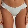 Tezenis High-Cut Ribbed Cotton Brazilian Panties With Ruffles