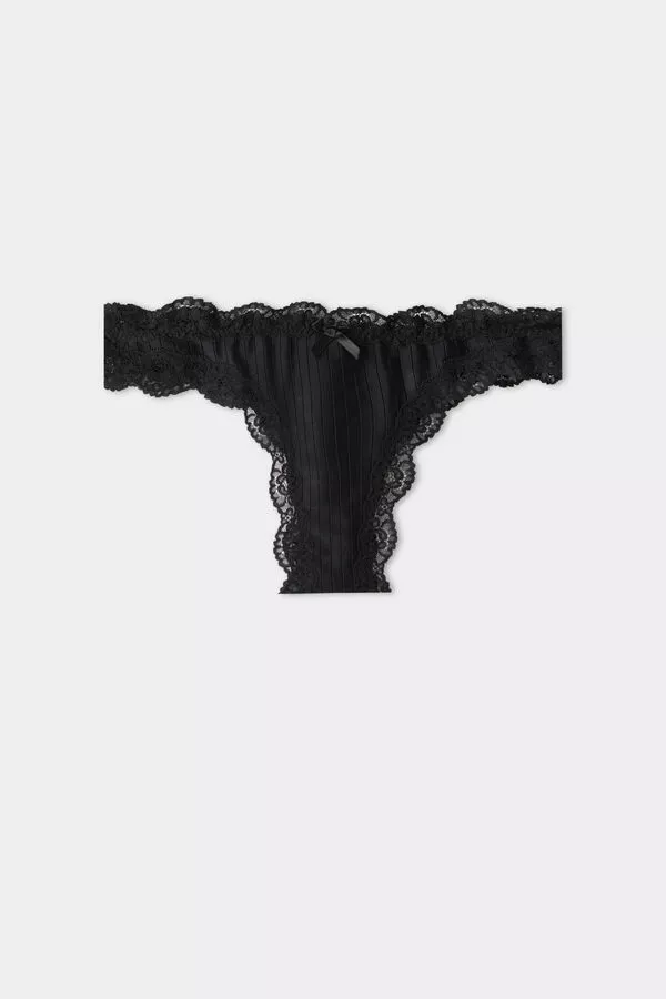 Tezenis Ribbed Brazilian Panties With Lace Trim 5 Tezenis Ribbed Brazilian Panties With Lace Trim - Image 5