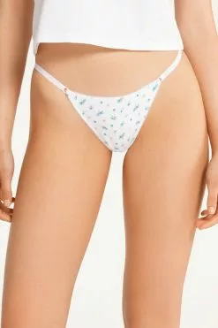 Tezenis High-Waisted Printed Cotton Brazilian String Panties