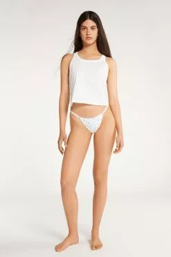 Tezenis High-Waisted Printed Cotton Brazilian String Panties -Outlet Tops Store 1SB1635639V M