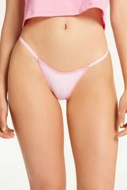 Tezenis High-Waisted Printed Cotton Brazilian String Panties