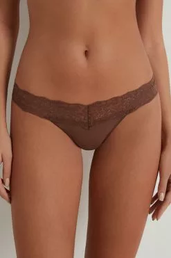 Tezenis Recycled Cotton And Lace Brazilian Panties