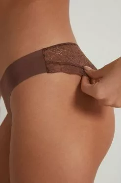 Tezenis Laser-Cut Cotton Recycled Lace Brazilian Panties -Outlet Tops Store 1SB5060V633V DT1W