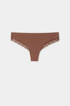 Tezenis Laser-Cut Cotton Recycled Lace Brazilian Panties -Outlet Tops Store 1SB5060V633V F