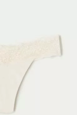 Tezenis Recycled Cotton And Lace Brazilian Panties -Outlet Tops Store 1SB5060 3106 D1