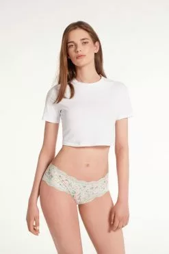 Tezenis Printed Microfiber And Lace Hipster Brazilian -Outlet Tops Store 1SC1095T636V M