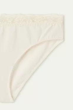 Tezenis Cotton And Recycled Lace Scalloped Trim Panties -Outlet Tops Store 1SN5060 3106 D1