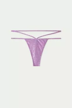 Tezenis Fluid Violet High-Cut String Thong -Outlet Tops Store 1SP1558266V F