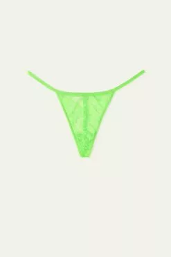 Tezenis High-Cut Lace String Thong With Rhinestone Lettering -Outlet Tops Store 1SP1566309V F