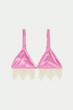 Tezenis Satin Triangle Bra With Beaded Fringe -Outlet Tops Store 1TS1561287V F