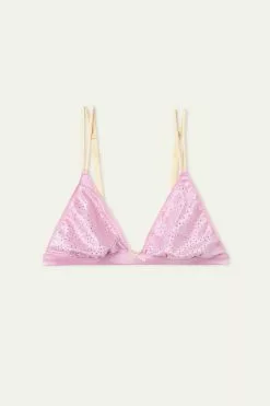 Tezenis Creamy Satin Triangle Bra With Rhinestones -Outlet Tops Store 1TS1562279V F