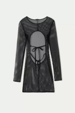 Tezenis Black Net Long-Sleeve Slip -Outlet Tops Store 1VC1542019 F