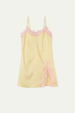 Tezenis Delicate Satin Slip With Slit -Outlet Tops Store 1VC1554269V F