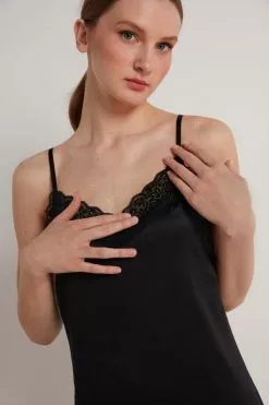 Tezenis Vented Satin And Lace Slip -Outlet Tops Store 1VC960019 DT1W