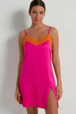 Tezenis Vented Satin And Lace Slip