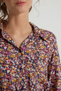 Tezenis Long Sleeve Viscose Cloth Shirtdress -Outlet Tops Store 1WA1162262V DT1W