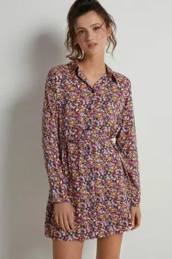 Tezenis Long Sleeve Viscose Cloth Shirtdress