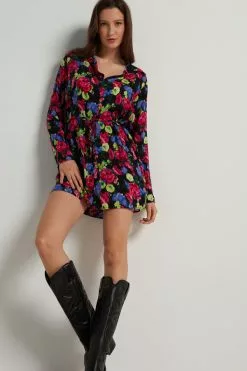 Tezenis Long Sleeve Viscose Cloth Shirtdress -Outlet Tops Store 1WA1162273V M