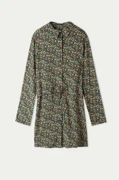 Tezenis Long Sleeve Viscose Cloth Shirtdress -Outlet Tops Store 1WA1162275V F