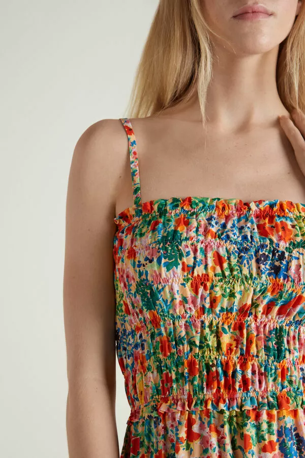 Tezenis Smocked Spaghetti Strap Mini Dress 4 Tezenis Smocked Spaghetti Strap Mini Dress - Image 4