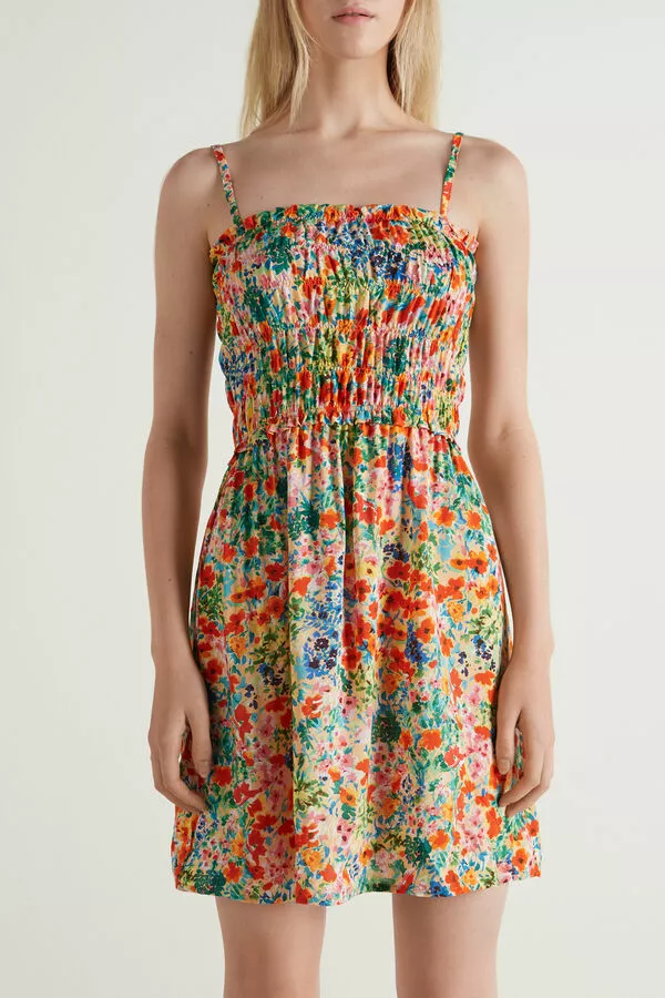 Tezenis Smocked Spaghetti Strap Mini Dress 1 Tezenis Smocked Spaghetti Strap Mini Dress