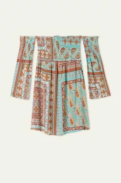 Tezenis Off-the-Shoulder Long Sleeve Plain Weave Dress -Outlet Tops Store 1WA1292842U F