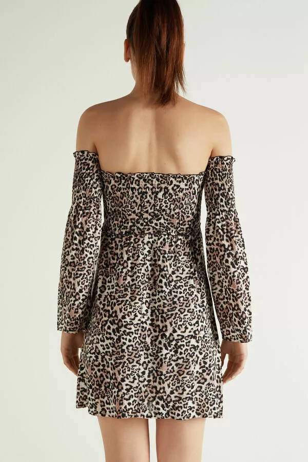 Tezenis Off-the-Shoulder Long Sleeve Plain Weave Dress 2 Tezenis Off-the-Shoulder Long Sleeve Plain Weave Dress - Image 2