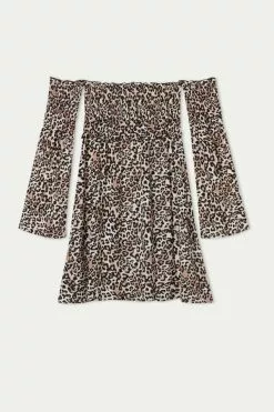 Tezenis Off-the-Shoulder Long Sleeve Plain Weave Dress 9 Tezenis Off-the-Shoulder Long Sleeve Plain Weave Dress -Outlet Tops Store 1WA1292852U F