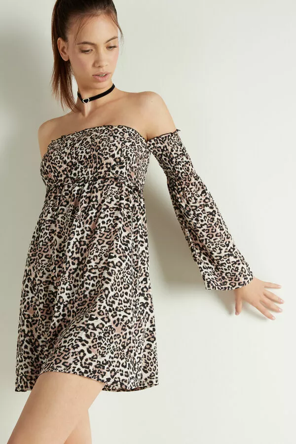 Tezenis Off-the-Shoulder Long Sleeve Plain Weave Dress 3 Tezenis Off-the-Shoulder Long Sleeve Plain Weave Dress - Image 3
