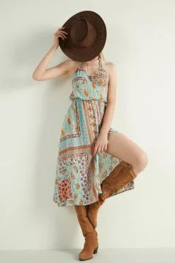 Tezenis Viscose Cloth Triangle Midi Dress -Outlet Tops Store 1WA1294842U M