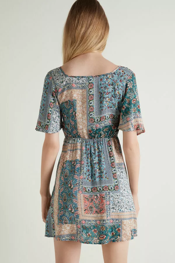 Tezenis Short Sleeve Cloth Mini Dress With Knot 2 Tezenis Short Sleeve Cloth Mini Dress With Knot - Image 2