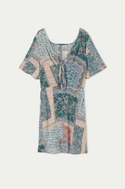 Tezenis Short Sleeve Cloth Mini Dress With Knot 9 Tezenis Short Sleeve Cloth Mini Dress With Knot -Outlet Tops Store 1WA1328845U F