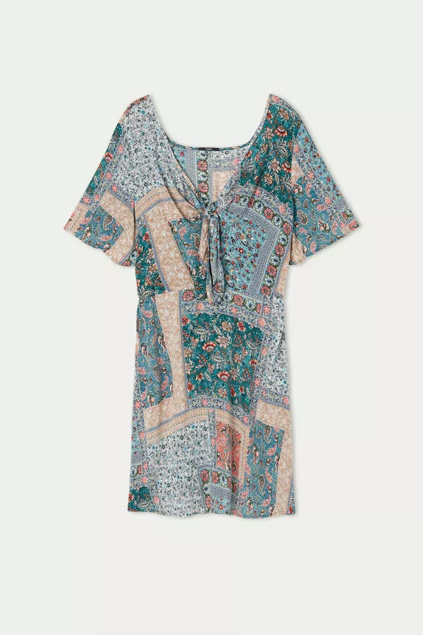 Tezenis Short Sleeve Cloth Mini Dress With Knot 5 Tezenis Short Sleeve Cloth Mini Dress With Knot - Image 5