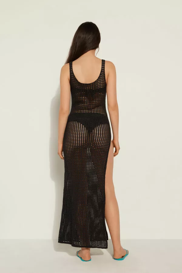 Tezenis Slit Long Dress In Mesh Crochet 2 Tezenis Slit Long Dress In Mesh Crochet - Image 2