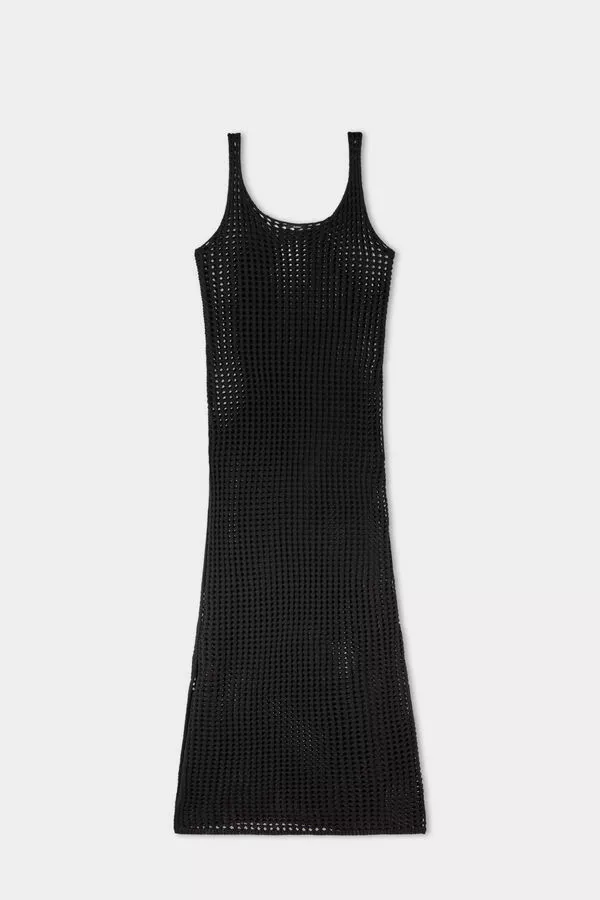 Tezenis Slit Long Dress In Mesh Crochet 5 Tezenis Slit Long Dress In Mesh Crochet - Image 5
