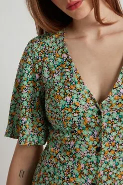 Tezenis Half-Sleeve Viscose Fabric Shirt Dress -Outlet Tops Store 1WA1655593V DT1W