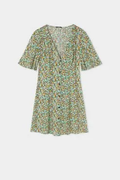 Tezenis Half-Sleeve Viscose Fabric Shirt Dress -Outlet Tops Store 1WA1655593V F