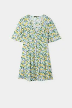 Tezenis Half-Sleeve Viscose Fabric Shirt Dress -Outlet Tops Store 1WA1655772V F