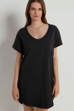 Tezenis Half-Sleeve Crew-Neck Short Cotton Dress